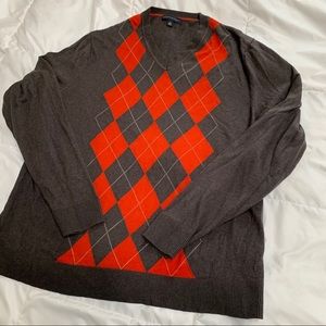 Banana Republic cashmere and silk argyle sweater
